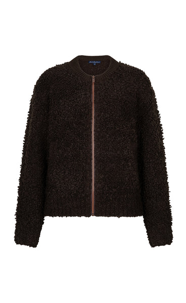 RED BUTTON Bomber knit boucle - espresso