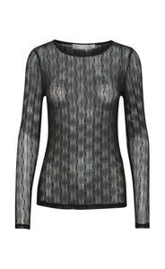 Swirl mesh top - black