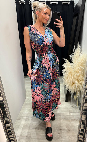 Rosa teygjukjóll - munstur 14