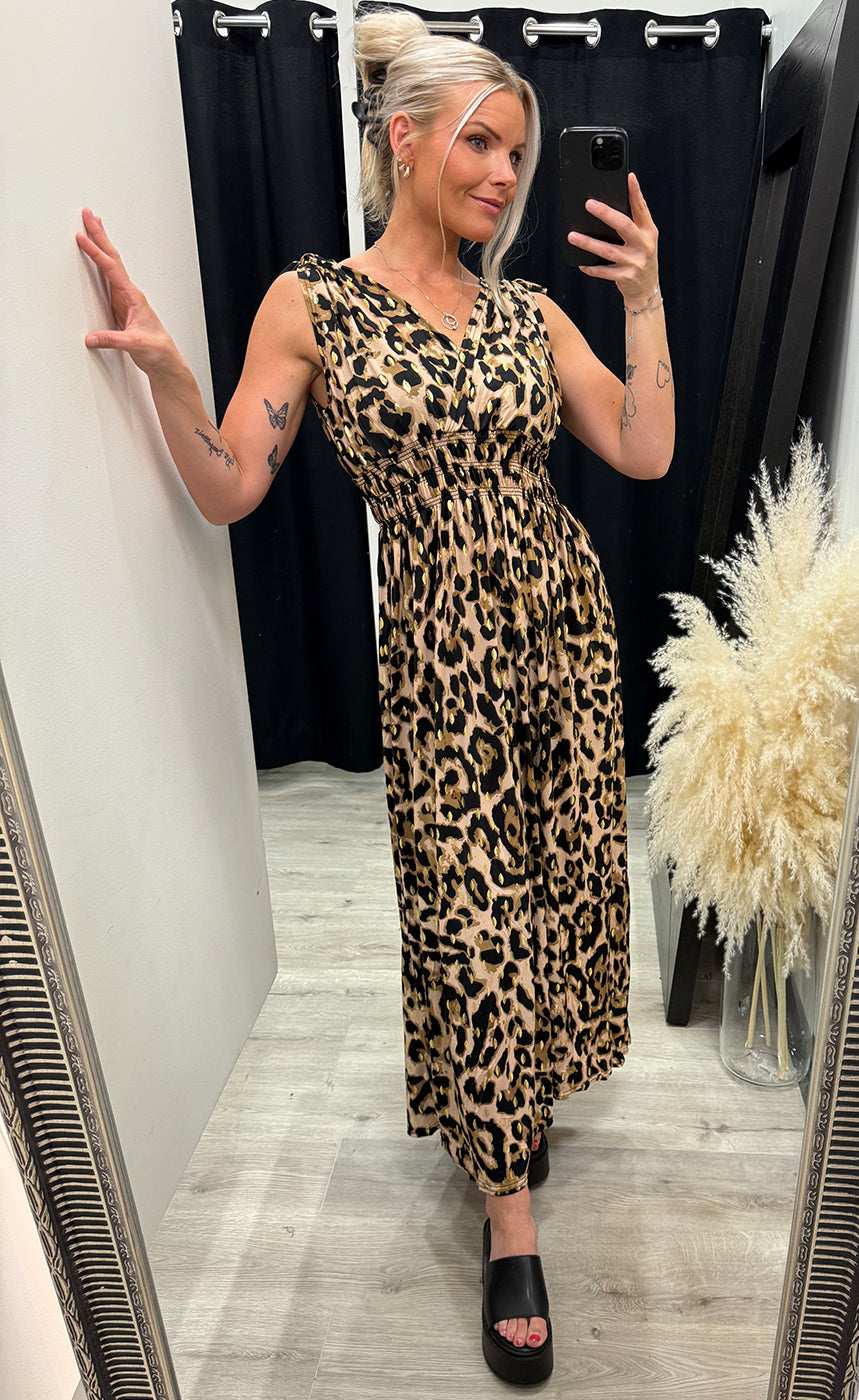 Rosa teygjukjóll - munstur 2