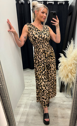 Rosa teygjukjóll - munstur 2