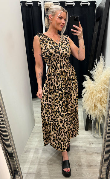 Rosa teygjukjóll - munstur 2