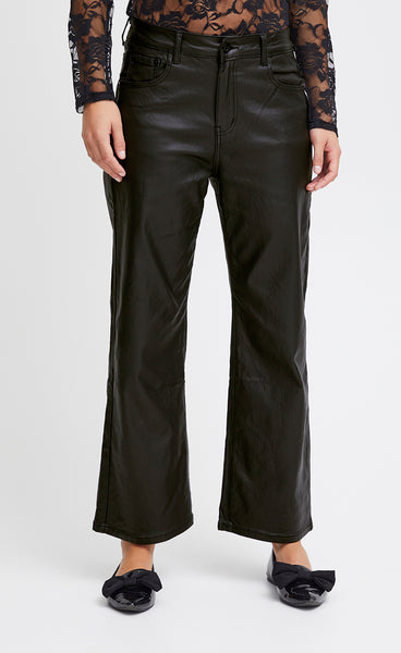 Coated wide pant - black