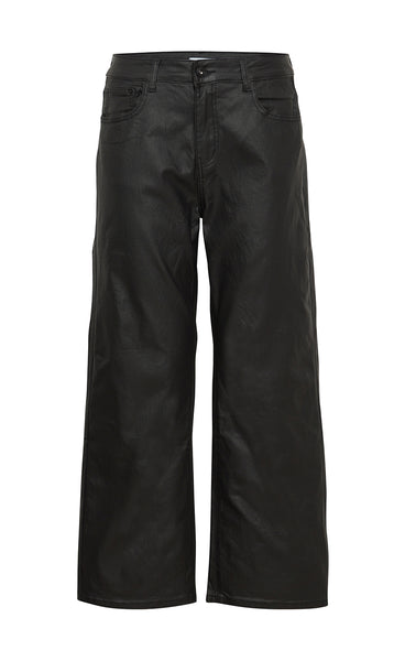 Coated wide pant - black
