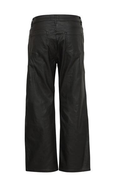 Coated wide pant - black