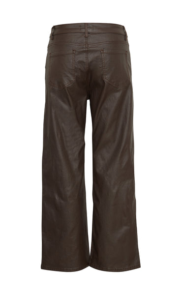 Coated wide pant - chocolate