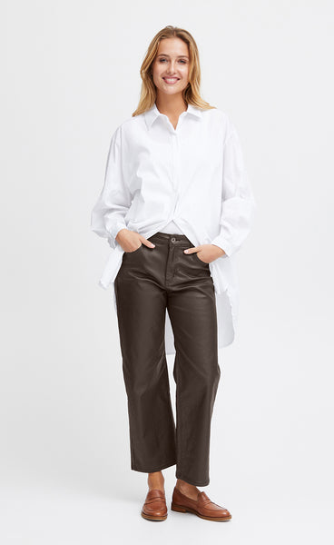 Coated wide pant - chocolate