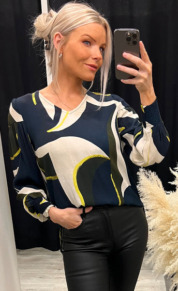 Lena blouse 2 - navy mix