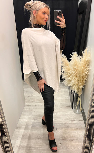 Rhinestone poncho - cream