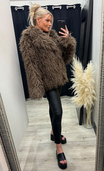 Loðjakki 7231 - taupe