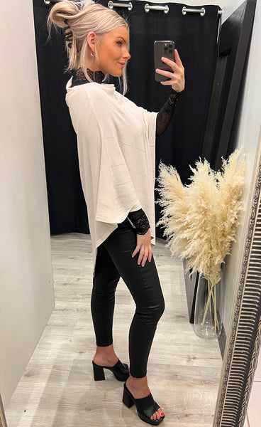 Rhinestone poncho - cream