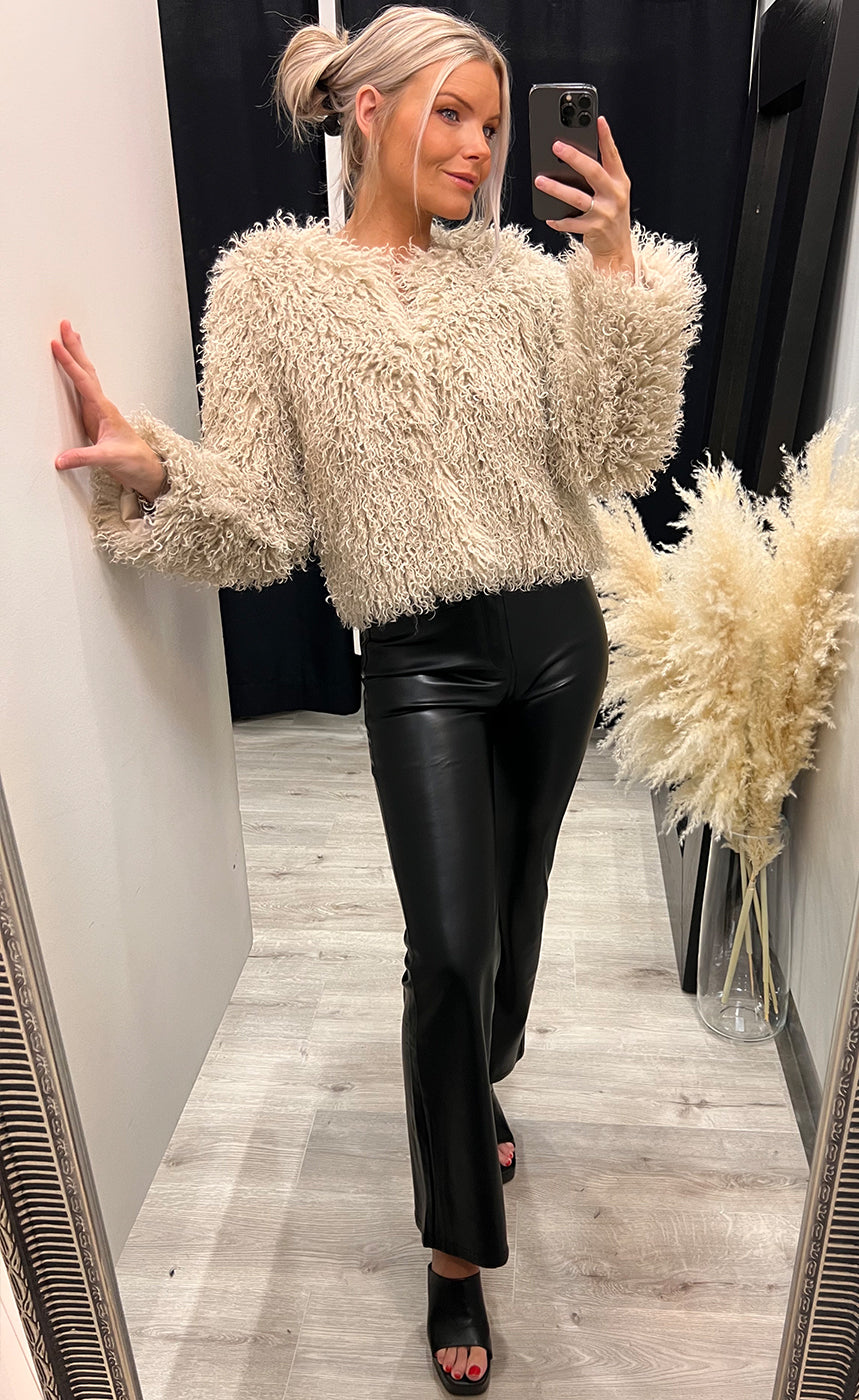 Gemma loðjakki - beige