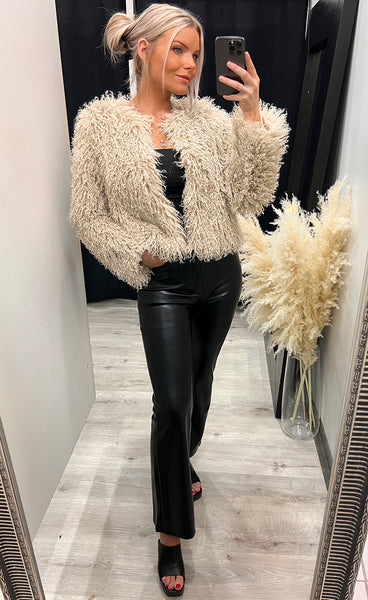 Gemma loðjakki - beige