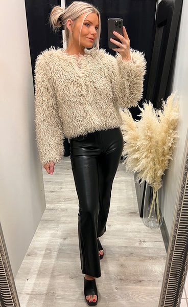 Gemma loðjakki - beige