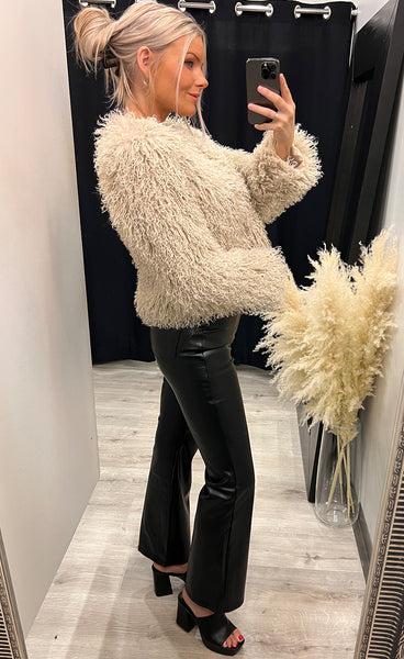 Gemma loðjakki - beige