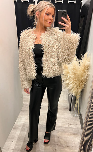 Gemma loðjakki - beige