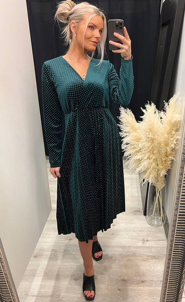 Mona velour dress - green