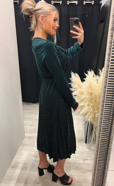 Mona velour dress - green