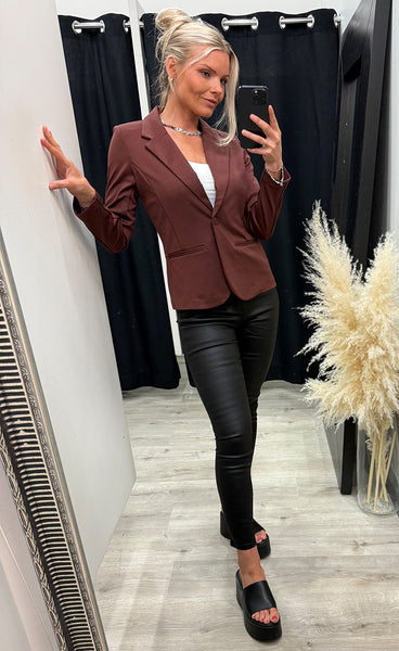 FRANSA stretch blazer - rum raisin