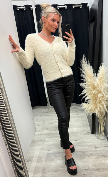 RED BUTTON Cardigan fuzzy - cream