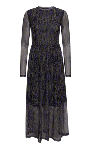 Metta mesh dress - loganberry flower