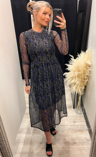 Metta mesh dress - loganberry flower