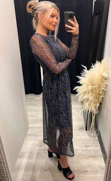 Metta mesh dress - loganberry flower