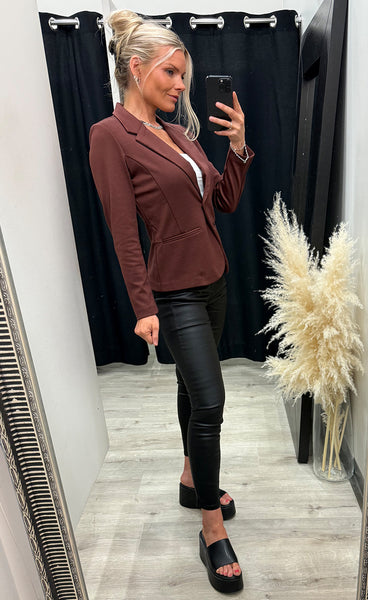 FRANSA stretch blazer - rum raisin