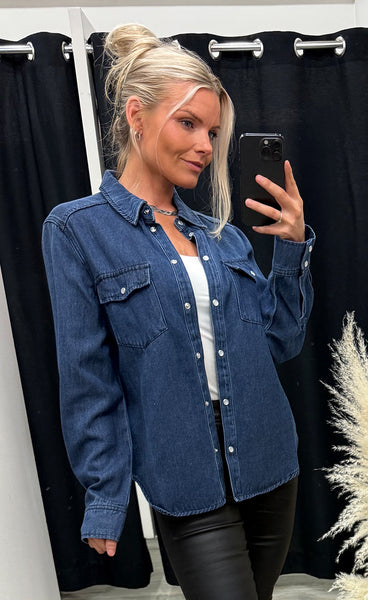 FRANSA Sunna shirt 1 - dark blue denim