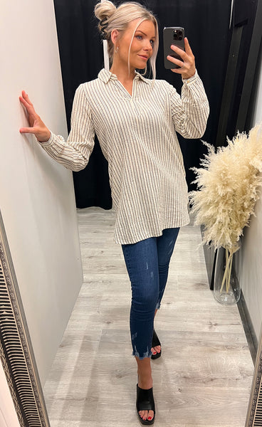 Coy tunic - ecru stripe