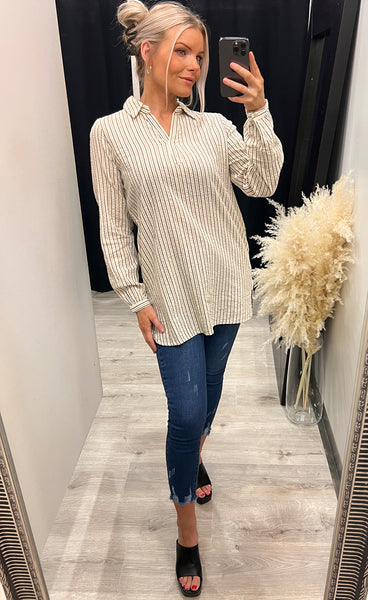 Coy tunic - ecru stripe