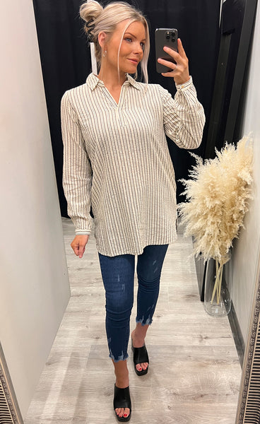 Coy tunic - ecru stripe