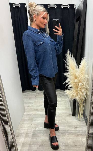 FRANSA Sunna shirt 1 - dark blue denim
