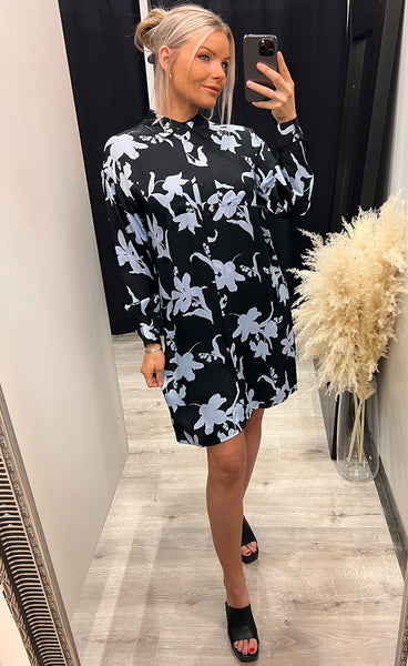 Irida shirt dress - blue flower