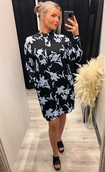 Irida shirt dress - blue flower