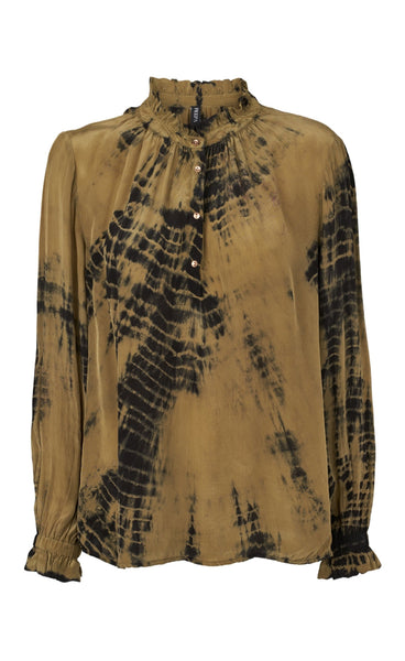 Agnes blouse - green tie dye
