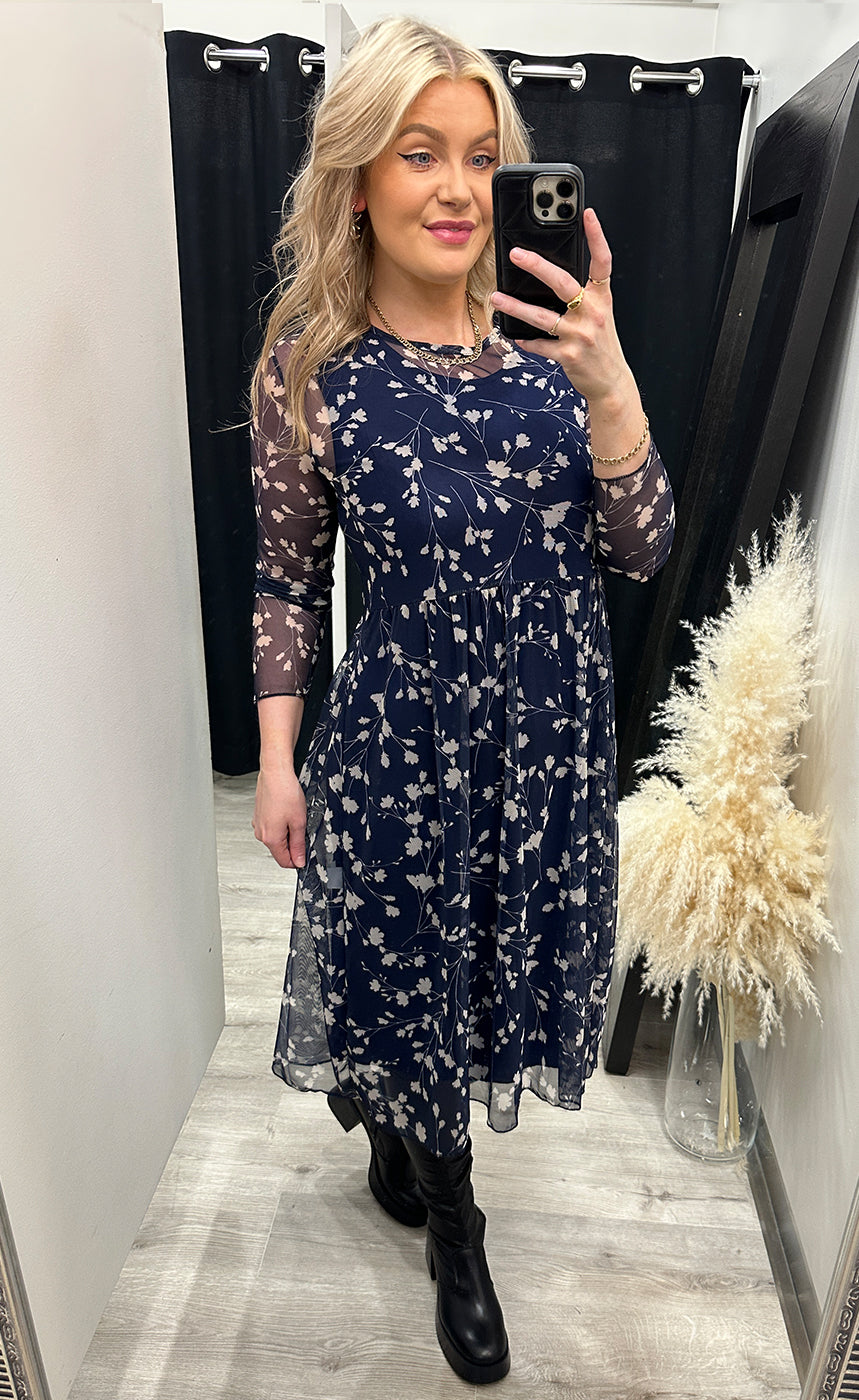Zoe kjóll - blossom/blue