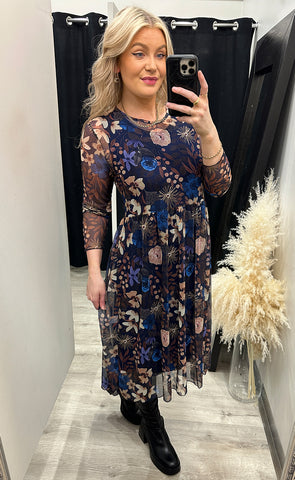 Zoe kjóll - floral/blue