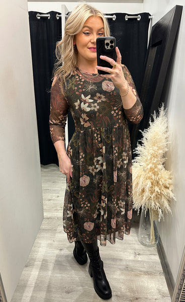 Zoe kjóll - floral/green