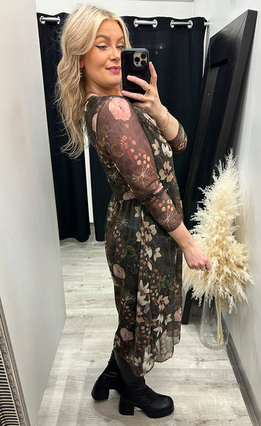 Zoe kjóll - floral/green