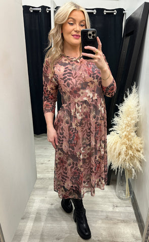 Zoe kjóll - floral/rose