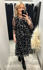 Zoe kjóll - blossom/black