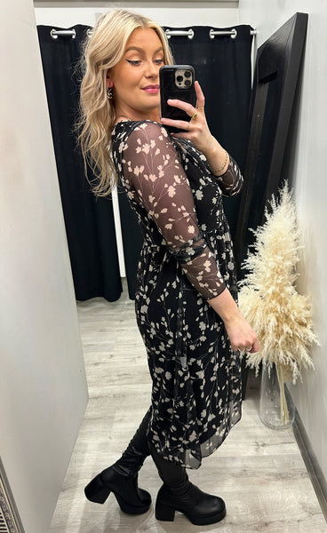 Zoe kjóll - blossom/black