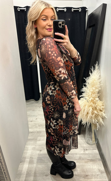 Zoe kjóll - floral/black