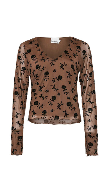 Lucille top - clarity morel print