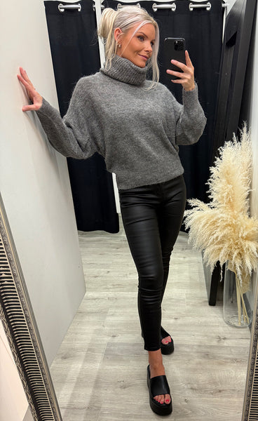 Kamara rollneck - dark grey melange