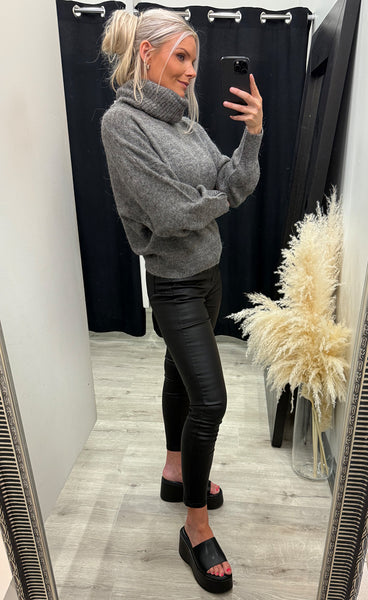 Kamara rollneck - dark grey melange