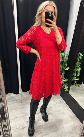 Neola dress PLUS - red