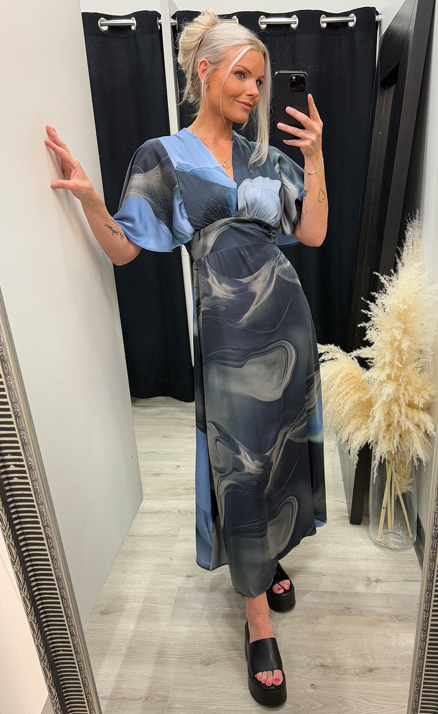 Gisela dress - grey/blue wave