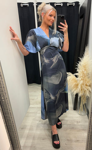 Gisela dress - grey/blue wave